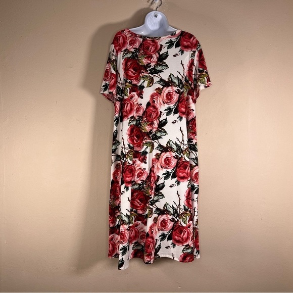 3XL LULAROE WHITE PINK FLORAL DRESS SHIFT STYLE SHORT SLEEVE STRETCH - Picture 8 of 13